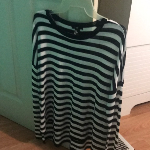H&M oversize striped long sleeve blouse - Picture 1 of 4